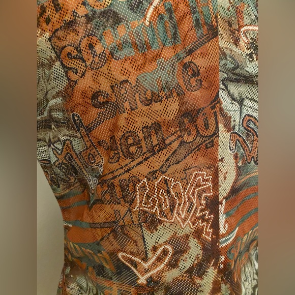 Vintage Short Sleeve See-through Graffiti Top - Picture 4 of 5